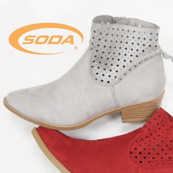 Last 1! Soda gray western perforated ankle booties - Picture 2 of 8